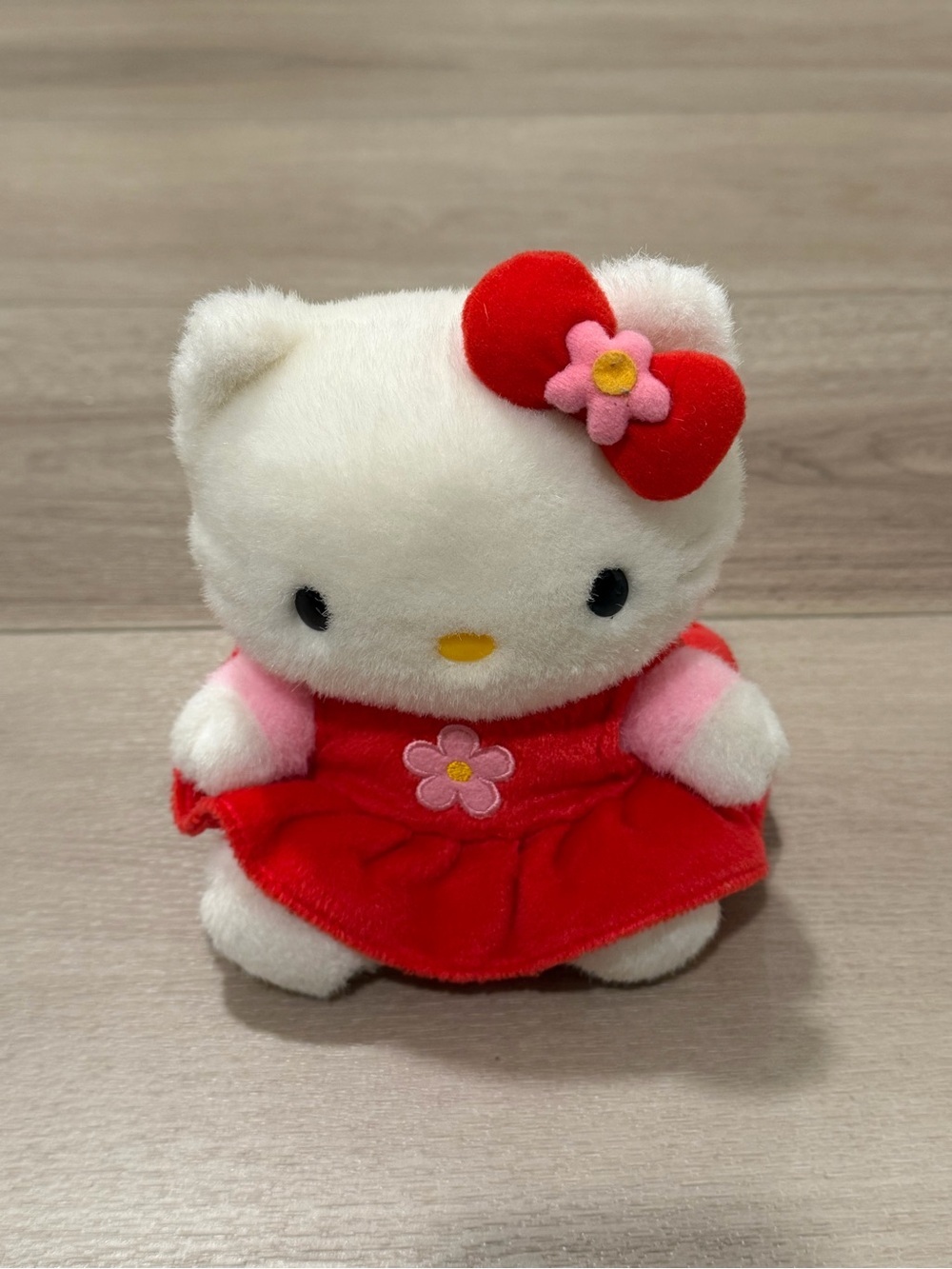 Vintage Y2K 2000 Sanrio Small Hello Kitty Plush Red Dress